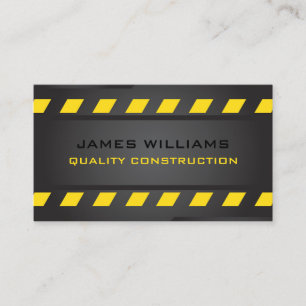 Black Metal Yellow Stripe Construction Business Card