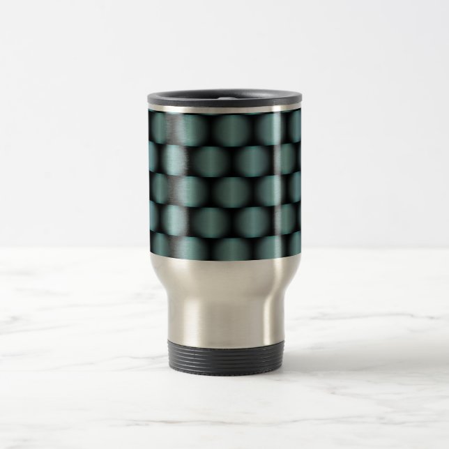 Black Metallic Abstract Basket Weave Commuter Travel Mug (Center)
