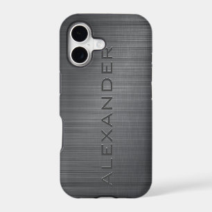 Black Metallic Brushed Aluminium Look 3-Monogram