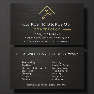 Black Metallic Building Construction Business Card