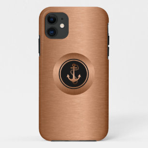 Black & Metallic Coper 2 With Nautical Anchor iPhone 11 Case