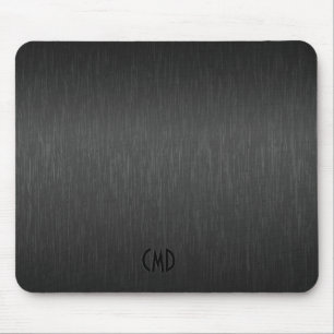 Black Metallic Design Brushed Aluminium Look Mouse Mat