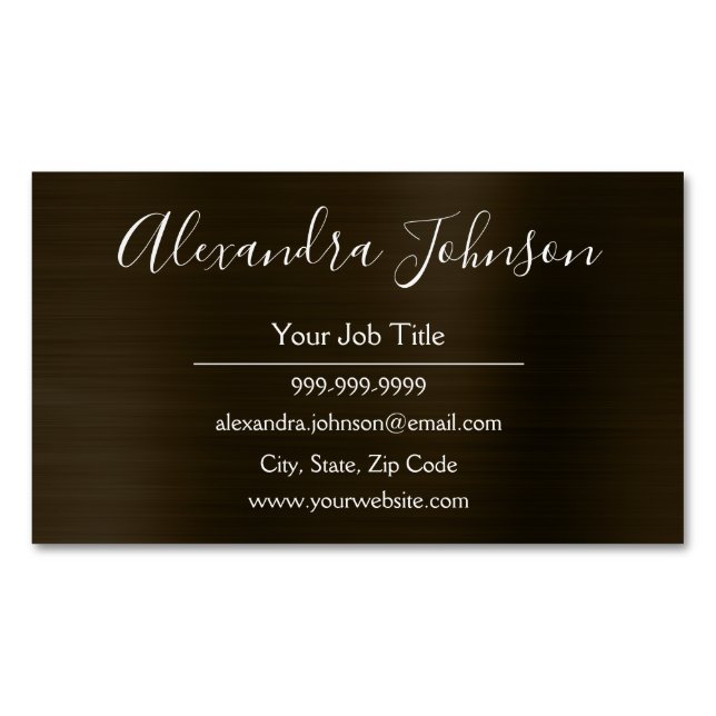 Black Metallic Foil Modern and Elegant Magnetic Business Card (Front)