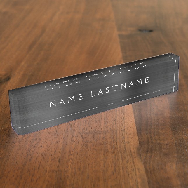 Black Metallic Foil Modern Custom Professional Nameplate (Side)