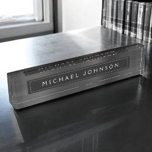 Black Metallic Foil Modern Custom Professional Nameplate