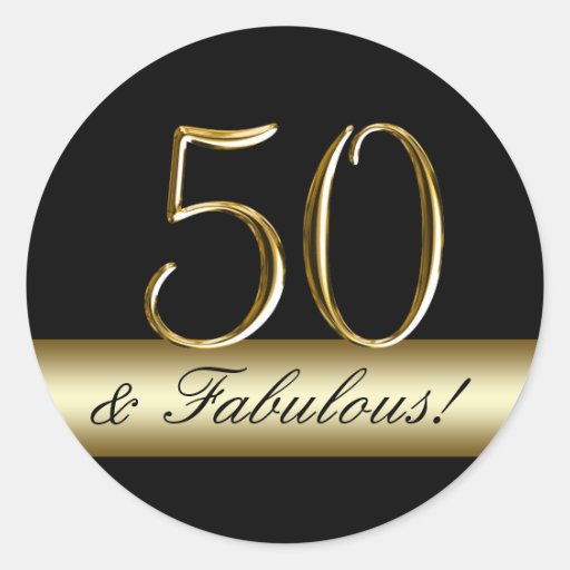 Image of Black Metallic Gold 50th Birthday Classic Round Sticker
