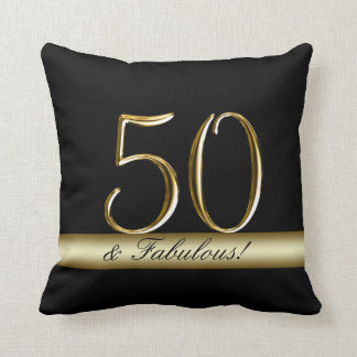 Black Metallic Gold 50th Birthday Cushion