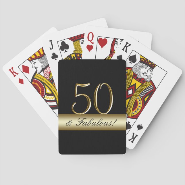 Black Metallic Gold 50th Birthday Playing Cards (Back)