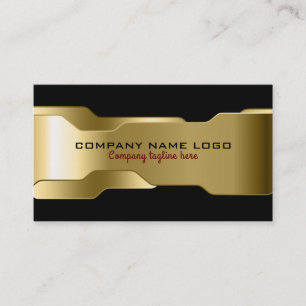 Black & Metallic Gold Geometric Design Business Card