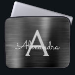 Black Metallic Modern Stainless Steel Monogram Laptop Sleeve<br><div class="desc">Black and Grey Faux Stainless Steel Metallic Foil Modern and Elegant Monogram Sleeve. This monogrammed personalised laptop sleeve can be customised to include your initial and first name and makes a perfect Christmas or Birthday Gift.</div>