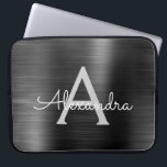 Black Metallic Modern Stainless Steel Monogram Laptop Sleeve<br><div class="desc">Black and Grey Faux Stainless Steel Metallic Foil Modern and Elegant Monogram Sleeve. This monogrammed personalised laptop sleeve can be customised to include your initial and first name and makes a perfect Christmas or Birthday Gift.</div>