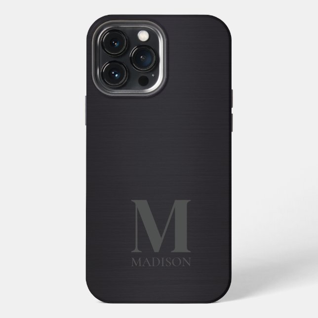 Black Metallic Monogram iPhone Case (Back)