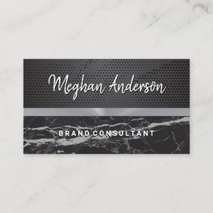Black Metallic Pattern Black Marble Business Card