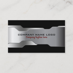 Black & Metallic Silver Geometric Design Business Card