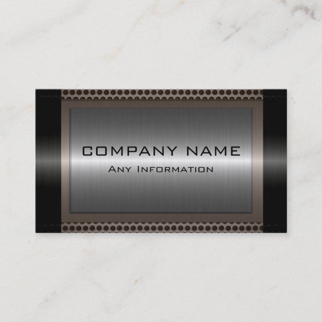 Black Metallic Silver Grey Steel Metal Look #17 Business Card (Front)