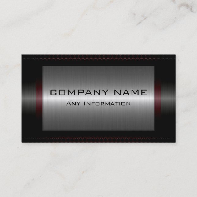 Black Metallic Silver Grey Steel Metal Look #19 Business Card (Front)