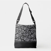 Black & Metallic Silver Vintage Damasks Pattern