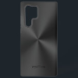 Black Metallic Texture Stainless Steel Look Samsung Galaxy Case<br><div class="desc">Slick simple image of a shiny metallic texture,  stainless steel look. Customisable black text monogram. Elegant monochromatic design.</div>