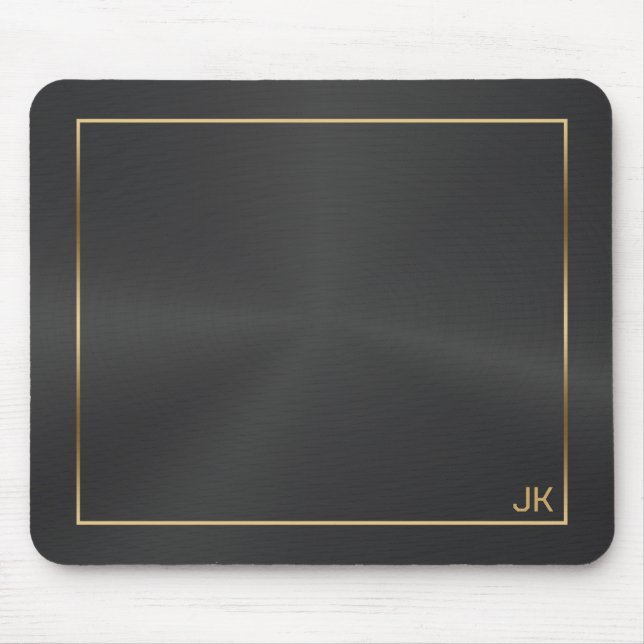 Black Metallic Texture With Gold Frame Mouse Pad (Front)