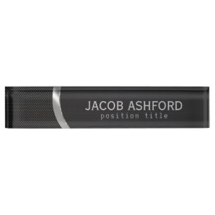 Black Metallic With Holes Pattern Nameplate