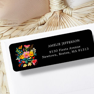 Black Mexican Bright Floral Fiesta Address