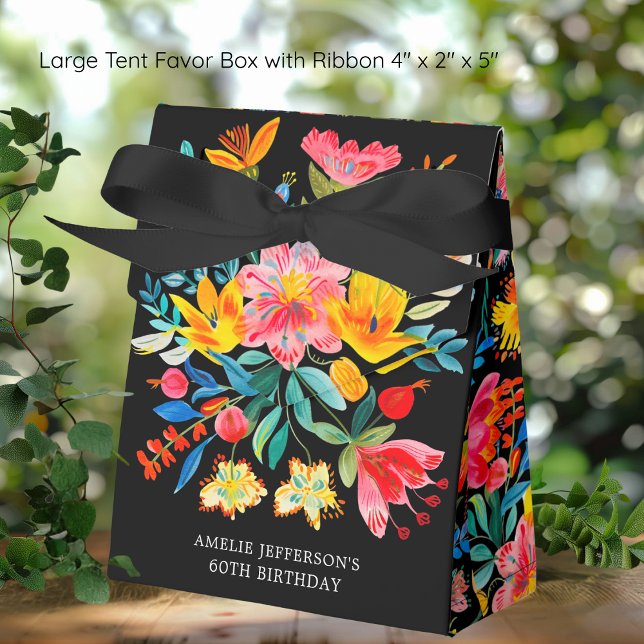Black Mexican Bright Floral Fiesta Birthday Favour Box (Creator Uploaded)