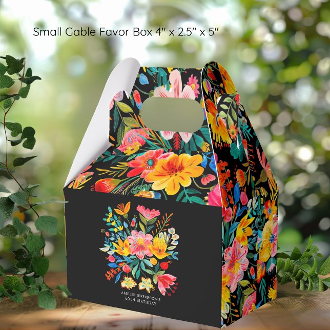 Black Mexican Bright Floral Fiesta Birthday Favour Box (Creator Uploaded)