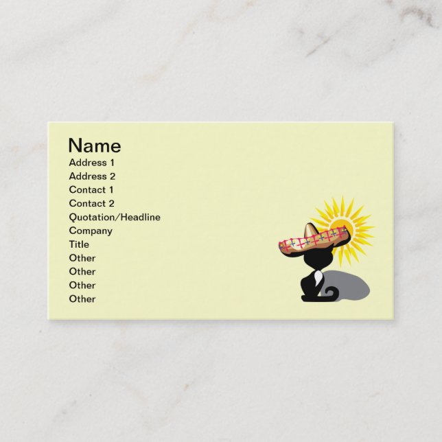 BLACK MEXICAN CAT CARTOON png_CincoDeMayo-031.png Business Card (Front)