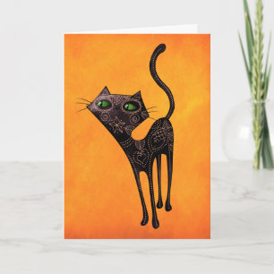 Black Mexican Day of The Dead Cat Card