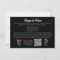 Black Mexican Embroidery Folk Art Info Card