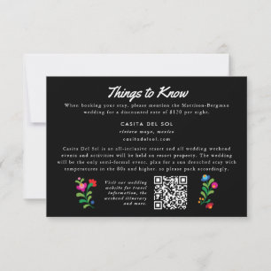 Black Mexican Embroidery Folk Art Info Card