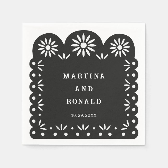 BLACK MEXICAN PAPEL PICADO NAPKIN (Front)