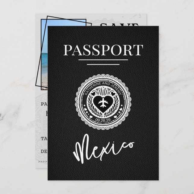 Black Mexico Passport Save The Date (Front/Back)