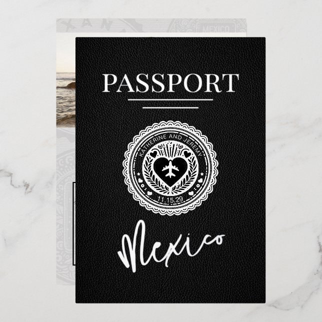 Black Mexico Passport Wedding (Front/Back)
