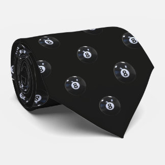 Black Micro 8 Ball Billiards Pool Player Cool Tie