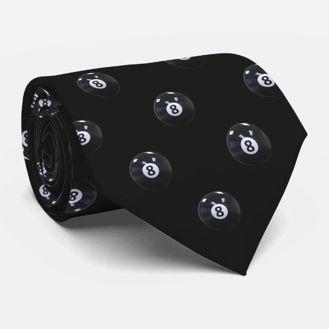 Black Micro 8 Ball Billiards Pool Player Cool Tie (Rolled)