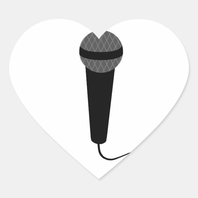 Black Microphone Heart Sticker (Front)