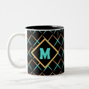 black mid century modern elegant script typography Two-Tone coffee mug