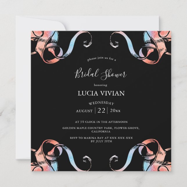 Black & Milky way floral Bridal Shower Invitation (Front)