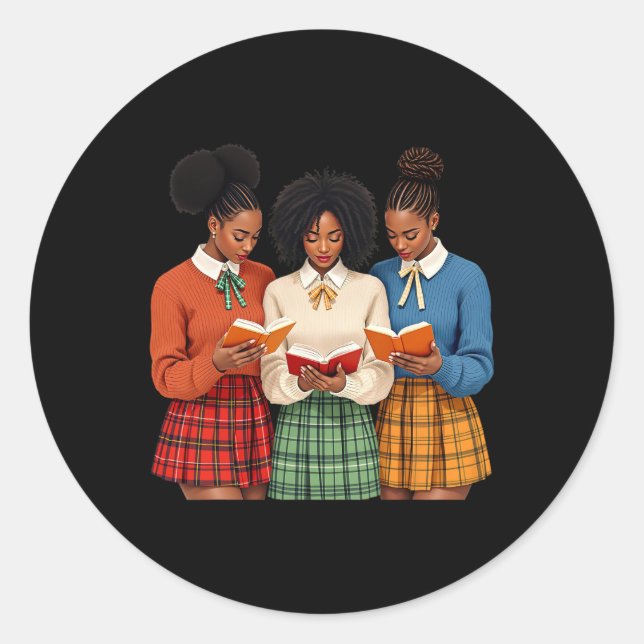Black Minds Problem Read Book Knowledge Black Hist Classic Round Sticker (Front)