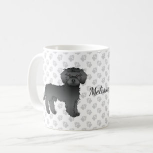 Black Mini Goldendoodle Cartoon Dog & Name Coffee Mug