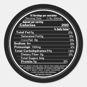 Black Mini Lid Label Maple Syrup Nutrition 2020