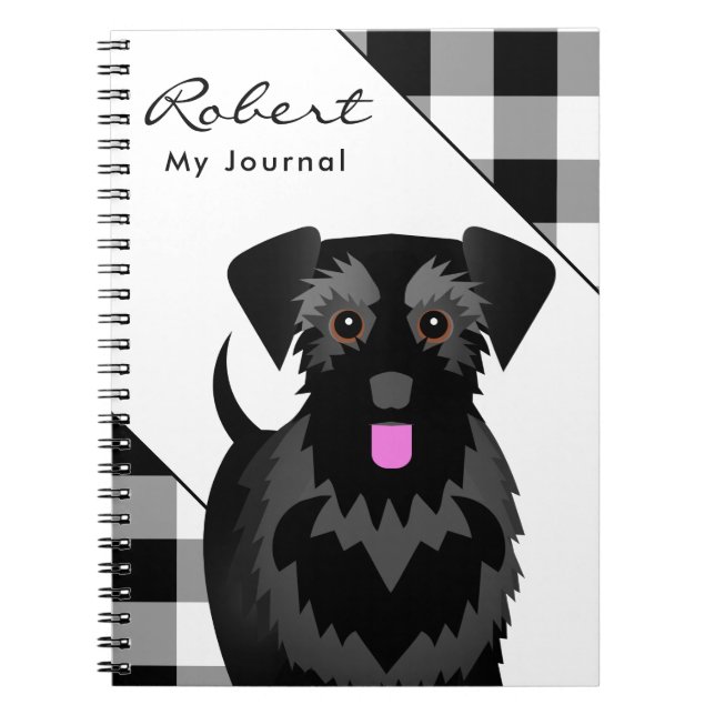 Black Miniature or Standard Schnauzer Tartan Plaid Notebook (Front)