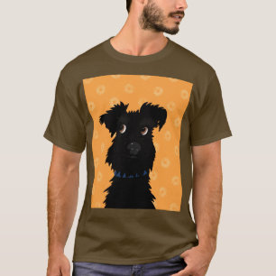 Black Miniature Schnauzer Dog with Orange Daisies T-Shirt