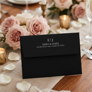 Black Minimal Chic Wedding Envelope