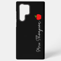 Black Minimal Custom Name Teacher Red Apple Gift