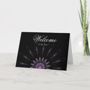 Black Minimal Daisy Welcome Wishing Card