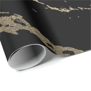 Black Minimal Deluxe Gold Marble Shiny Glam Wrapping Paper