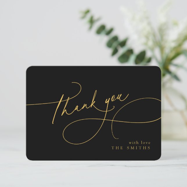 Black Minimal Elegant Script Christmas Thank You  (Standing Front)