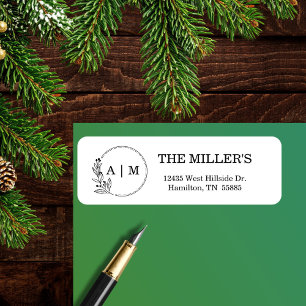 Black Minimal Floral Monogram Wedding